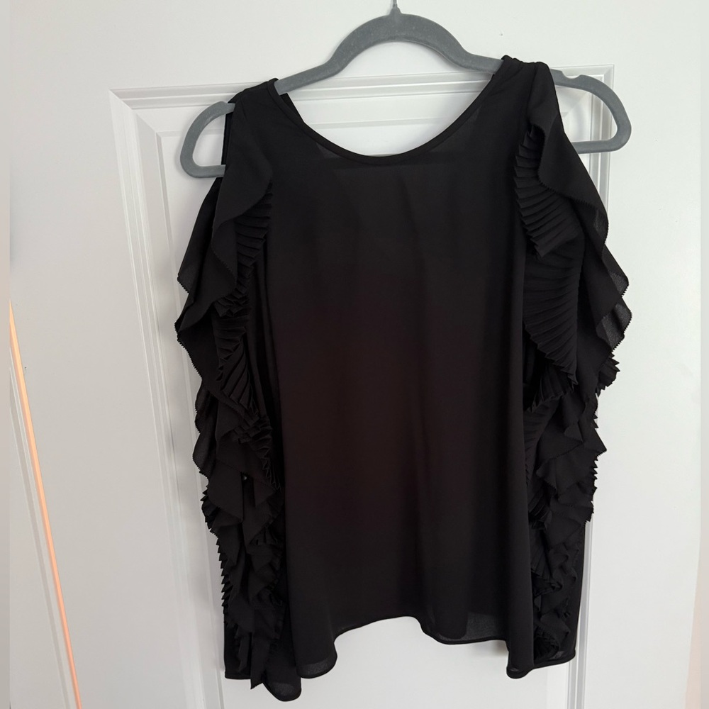 Marchesa Voyage Black Ruffle Blouse